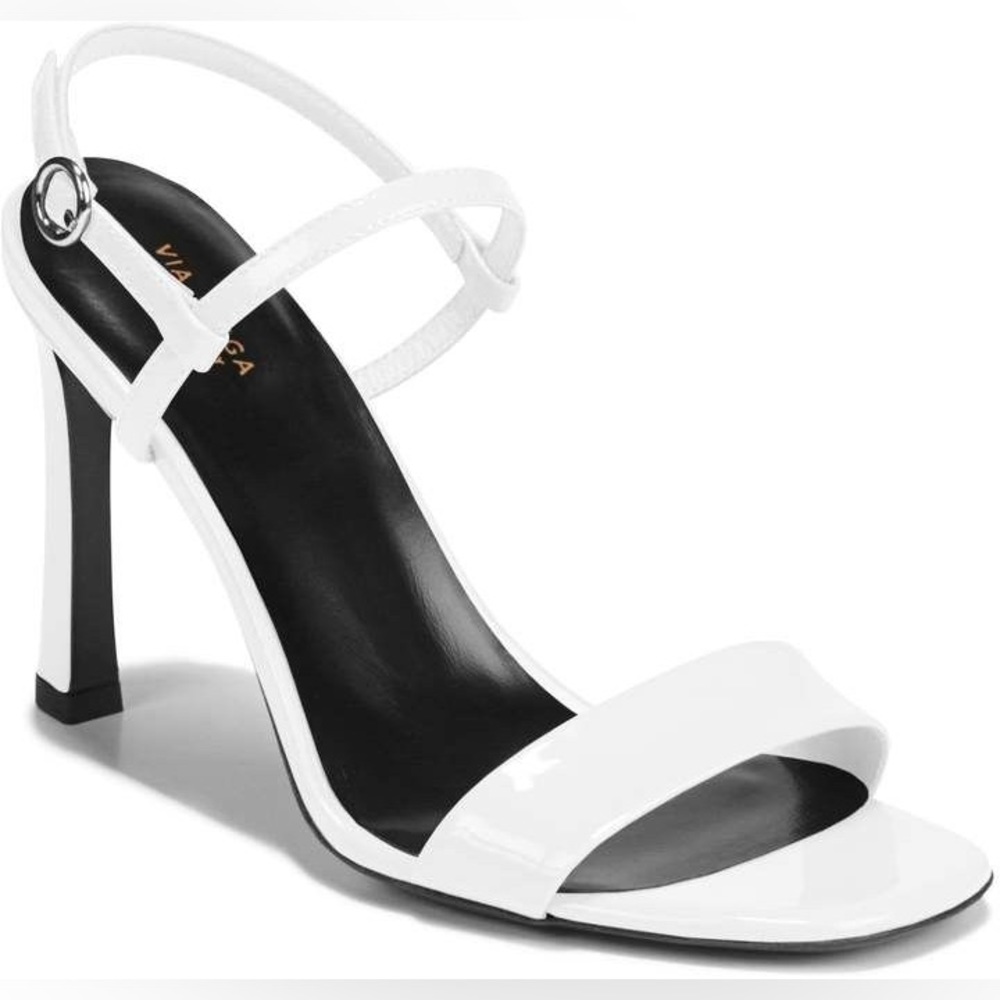 Via Spiga White Patent Strappy High Heel Sandals